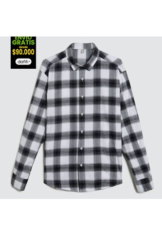 Camisa Para Hombre Manga Larga Sin Bolsillo Color Negro Marca Ostu #60010662 Ostu