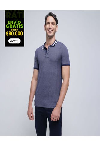 Polo Para Hombre Cuello Tejido Sin Bolsillo Color Azul  Marca Ostu #60110686 Ostu