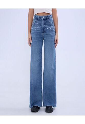 Jean Para Mujer Wide-Leg Color Azul Medio Marca Ostu #40160499 Ostu