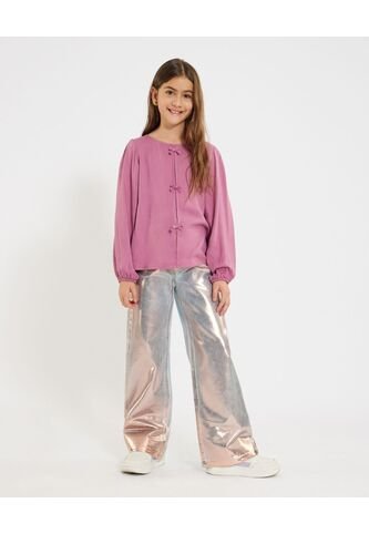 Jean Para Niña Wide-Leg Color Azul Claro Marca Ostu #90160082 Ostu