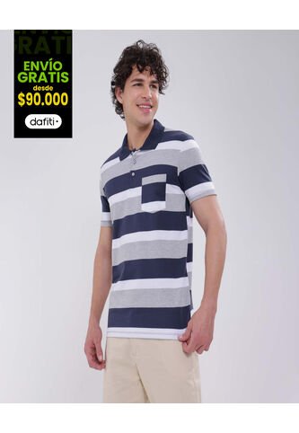 Polo Para Hombre Cuello Tejido Con Bolsillo Color Gris  Marca Ostu #60110645 Ostu