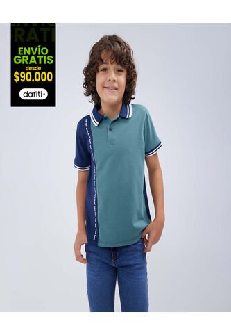 Polo Para Niño Manga Corta Color Verde  Marca Ostu #80110084 Ostu