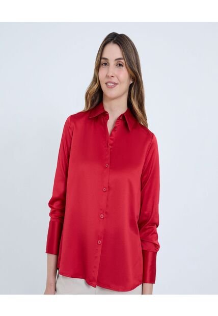 Camisa Para Mujer Manga Larga Color Rojo Marca Ostu #40010293