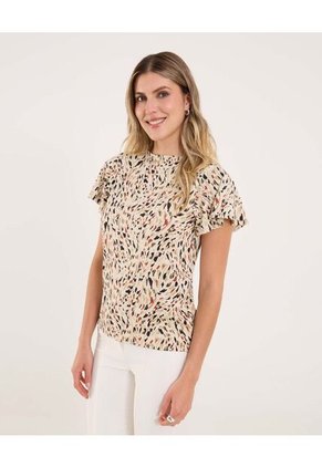 Camiseta Para Mujer Manga Corta Cuello Redondo Color Café Marca Ostu #40092570