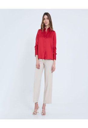 Camisa Para Mujer Manga Larga Color Rojo Marca Ostu #40010293