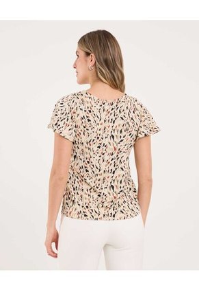 Camiseta Para Mujer Manga Corta Cuello Redondo Color Café Marca Ostu #40092570