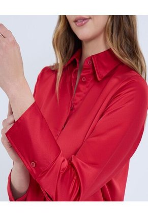 Camisa Para Mujer Manga Larga Color Rojo Marca Ostu #40010293