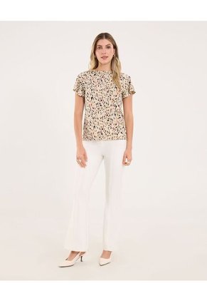 Camiseta Para Mujer Manga Corta Cuello Redondo Color Café Marca Ostu #40092570