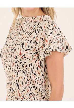 Camiseta Para Mujer Manga Corta Cuello Redondo Color Café Marca Ostu #40092570