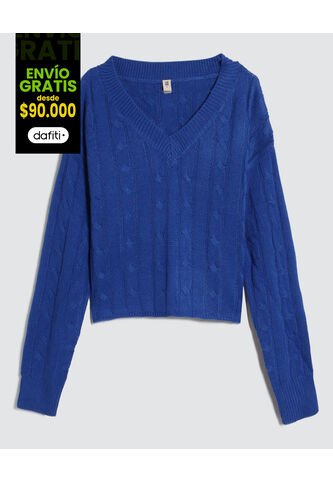 Saco Para Mujer Cuello V Color Azul  Marca Ostu #40330086 Ostu