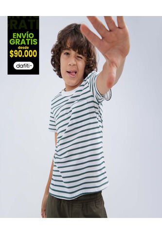 Camiseta Para Niño Manga Corta Color Verde  Marca Ostu #80090210 Ostu