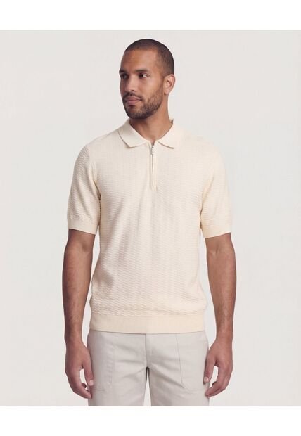Polo  Para Hombre Cuello Tejido Sin Bolsillo Color Crema Marca Ostu #60110879