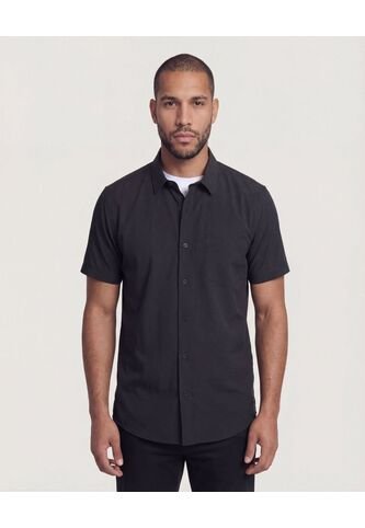 Camisa  Para Hombre Manga Corta Con Bolsillo Cuello Casual M Color Negro Marca Ostu #60010884 Ostu