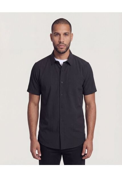 Camisa  Para Hombre Manga Corta Con Bolsillo Cuello Casual M Color Negro Marca Ostu #60010884