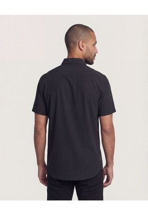 Camisa  Para Hombre Manga Corta Con Bolsillo Cuello Casual M Color Negro Marca Ostu #60010884
