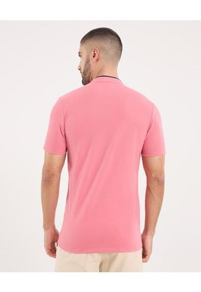 Polo Para Hombre Cuello Mao Sin Bolsillo Color Coral Marca Ostu #60110775
