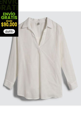 Camisa Para Mujer Manga Larga Color Crema Marca Ostu #40010217 Ostu