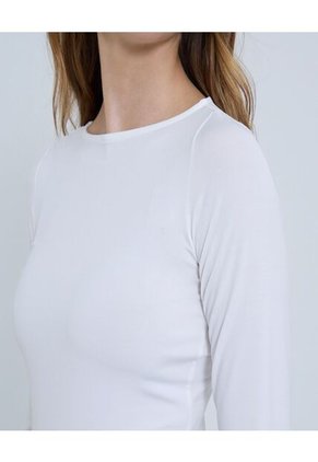 Camiseta Para Mujer Manga Larga Cuello Redondo Color Crudo Marca Ostu #40092411