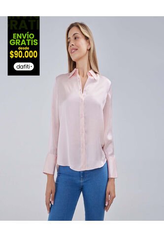 Camisa Para Mujer Manga Larga Color Rosa Marca Ostu #40010224 Ostu