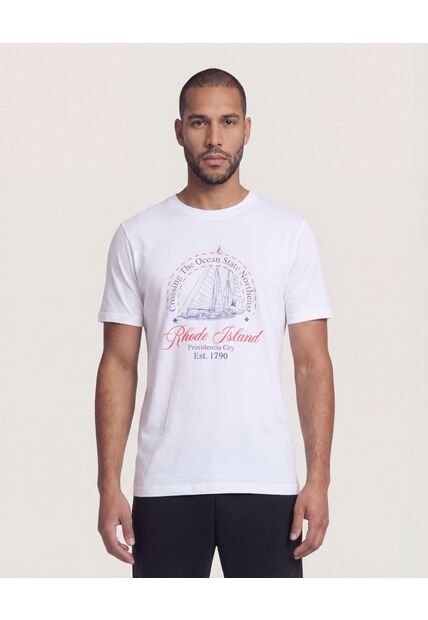 Camiseta  Para Hombre Manga Corta Cuello Redondo Color Blanco Marca Ostu #60091893