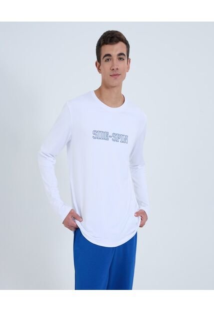 Camiseta Para Hombre Manga Larga Cuello Redondo Color Blanco Marca Ostu #60091638