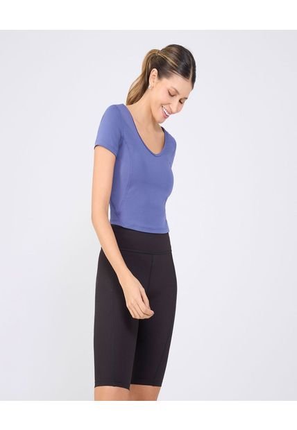 Crop Top Para Mujer Manga Corta Color Azul  Marca Ostu #40092280