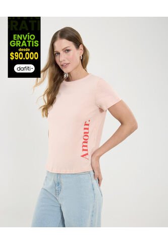 Camiseta Para Mujer Manga Corta Color Rosado  Marca Ostu #40092161 Ostu