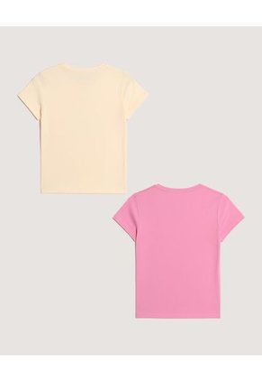 Camiseta X2 Infantil Niña Manga Corta Cuello Redondo Color Negro Marca Ostu #90090330