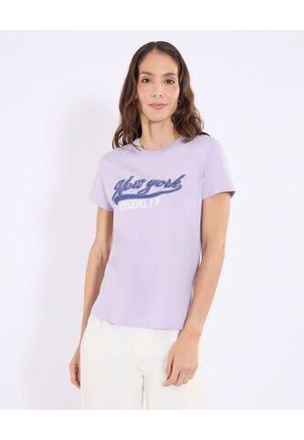 Camiseta  Para Mujer Manga Corta Cuello Redondo Color Lila Marca Ostu #40092615 Ostu