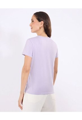Camiseta  Para Mujer Manga Corta Cuello Redondo Color Lila Marca Ostu #40092615