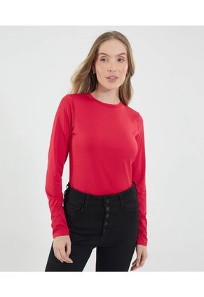 Camiseta Para Mujer Manga Larga Cuello Redondo Color Rojo Marca Ostu #40092477