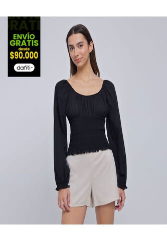 Blusa Para Mujer Manga Larga Color Negro Marca Ostu #40121022 Ostu