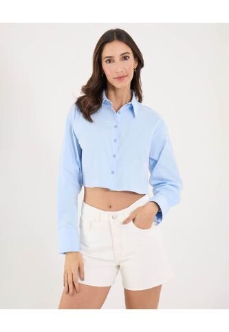 Camisa  Para Mujer Manga Larga Color Celeste Marca Ostu #40010340 Ostu