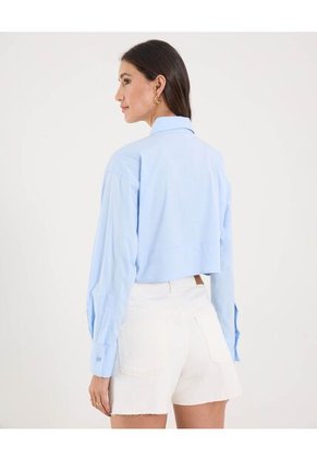 Camisa Para Mujer Manga Larga Color Celeste Marca Ostu #40010340