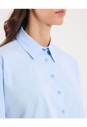 Camisa Para Mujer Manga Larga Color Celeste Marca Ostu #40010340