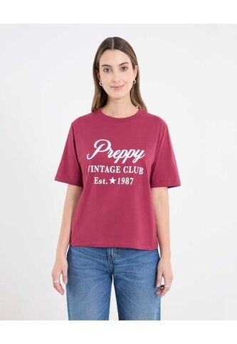 Camiseta  Para Mujer Manga Corta Cuello Redondo Color Vino Marca Ostu #40092717 Ostu