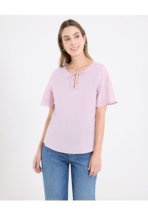 Blusa Para Mujer Manga Corta Color Rosa Marca Ostu #40121248