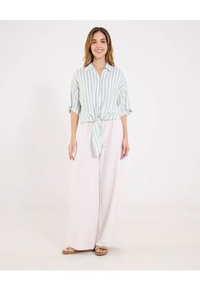 Blusa Para Mujer Manga Corta Color Verde Marca Ostu #40121212