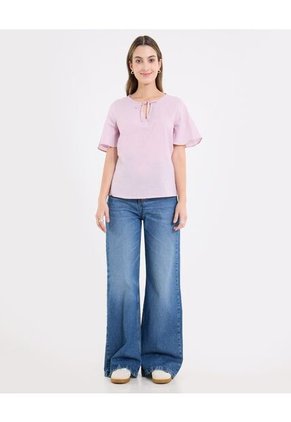 Blusa Para Mujer Manga Corta Color Rosa Marca Ostu #40121248