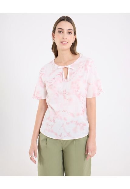 Blusa  Para Mujer Manga Corta Color Rosa Marca Ostu #40121249