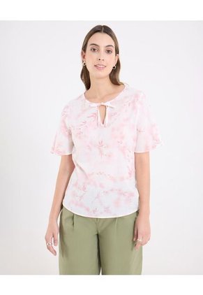Blusa Para Mujer Manga Corta Color Rosa Marca Ostu #40121249