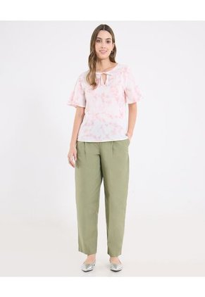 Blusa Para Mujer Manga Corta Color Rosa Marca Ostu #40121249