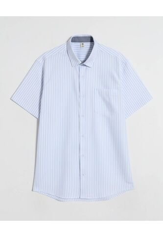 Camisa  Para Hombre Manga Corta Con Bolsillo Cuello Casual M Color Blanco Marca Ostu #60010892 Ostu