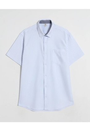 Camisa  Para Hombre Manga Corta Con Bolsillo Cuello Casual M Color Blanco Marca Ostu #60010892