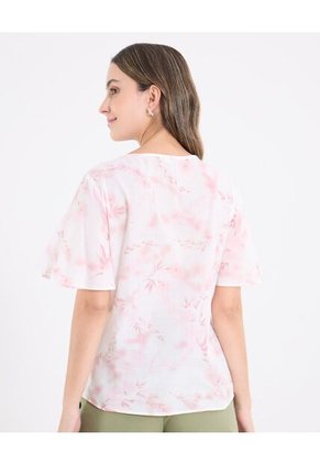 Blusa Para Mujer Manga Corta Color Rosa Marca Ostu #40121249
