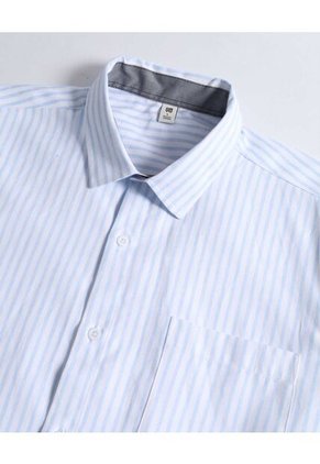 Camisa  Para Hombre Manga Corta Con Bolsillo Cuello Casual M Color Blanco Marca Ostu #60010892