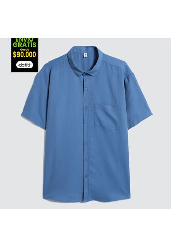 Camisa Para Hombre Manga Corta Con Bolsillo Color Azul  Marca Ostu #60010696 Ostu