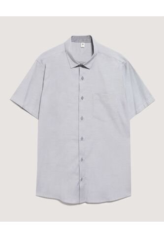 Camisa  Para Hombre Manga Corta Con Bolsillo Cuello Casual M Color Gris Marca Ostu #60010893 Ostu
