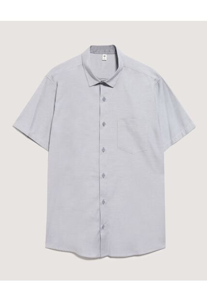 Camisa  Para Hombre Manga Corta Con Bolsillo Cuello Casual M Color Gris Marca Ostu #60010893