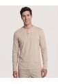 Camiseta  Para Hombre Manga Larga Cuello Henley Color Avena Marca Ostu #60091892 de Ostu